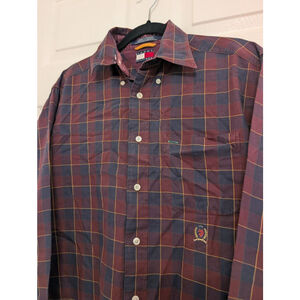 Men's Vintage Tommy Hilfiger S Plaid Casual Button Down Shirt Preppy Old Money